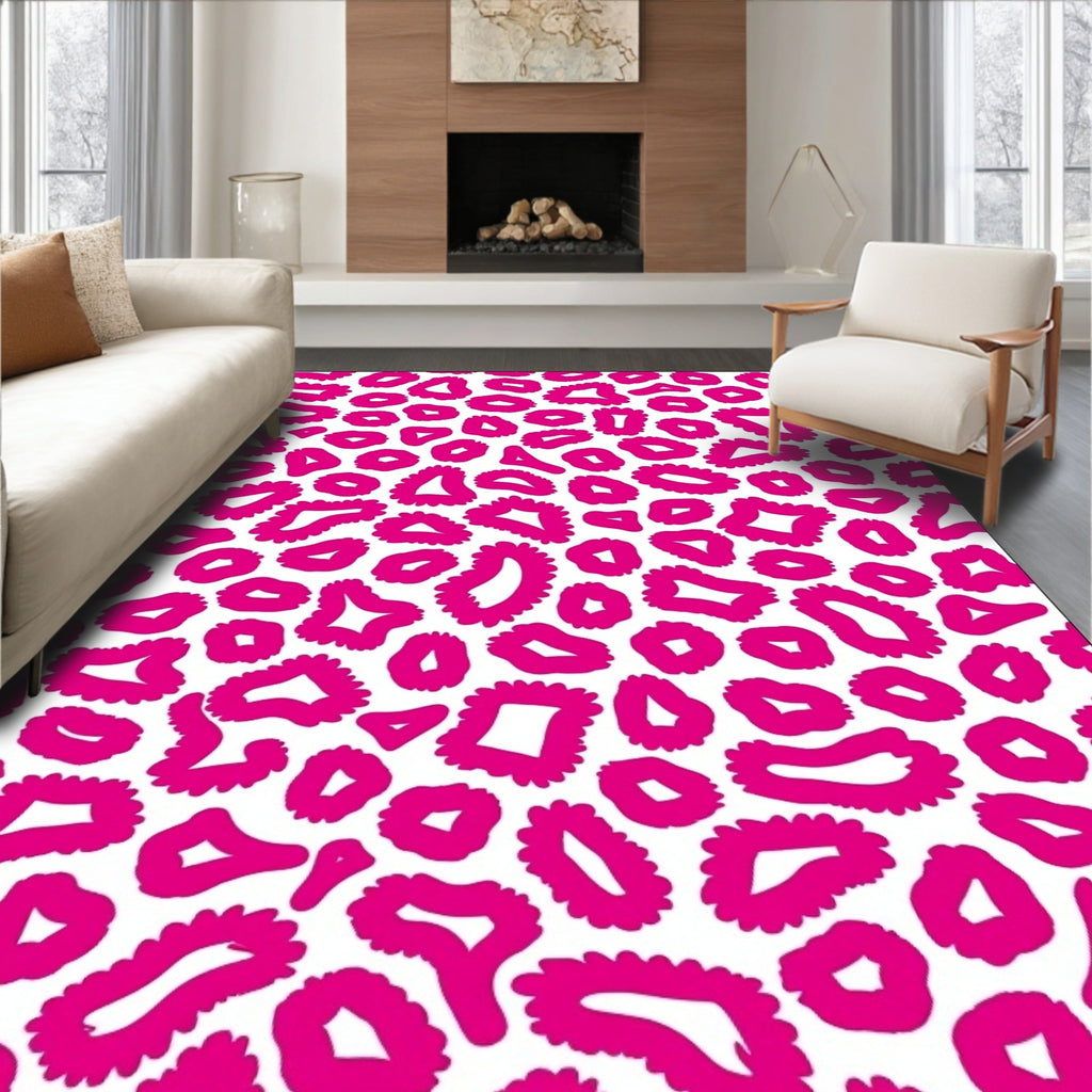 Hot Pink Leopard Print Pattern Rug