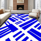 Bold Blue Geometric Abstract Pattern Rug