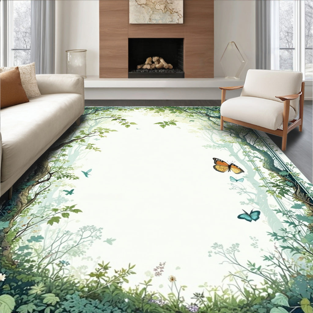 Enchanted Forest Butterfly Digital Art Rug
