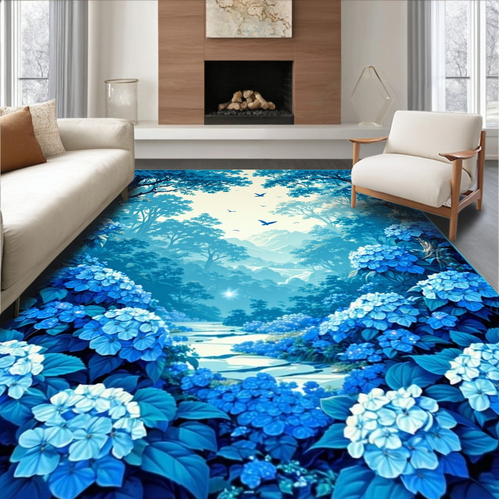 Enchanted Forest Hydrangea Bloom Design Rug