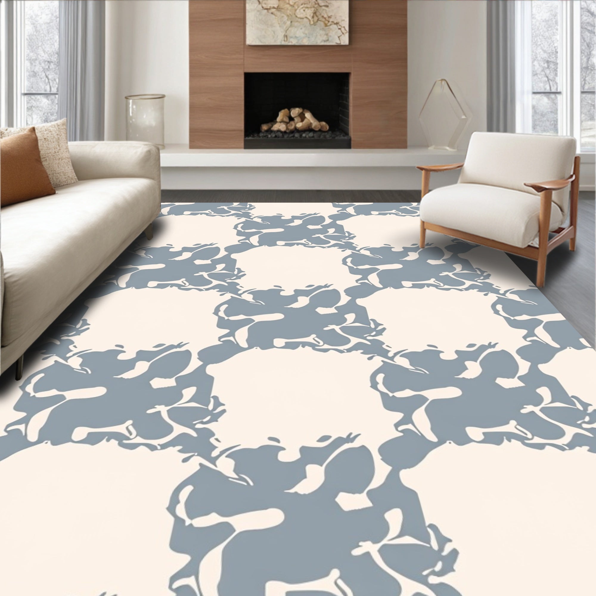 Soft Blush Cloud Pattern Rug