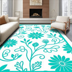 Teal Floral Garden Vines Rug