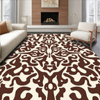 Ornate Antique Brown Ivory Pattern Rug