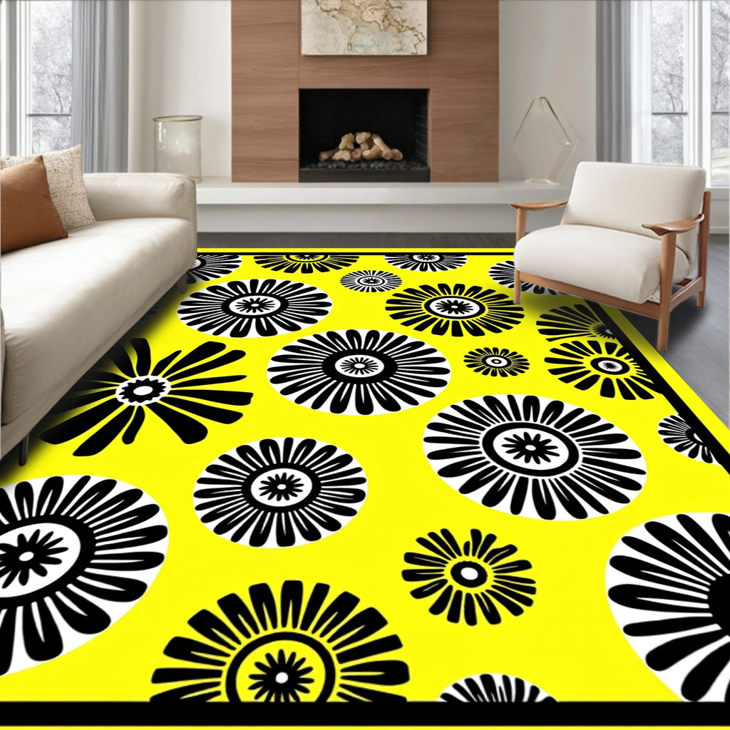 Bold Floral Sunburst Pattern Rug