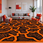 Abstract Orange Black Organic Pattern Rug