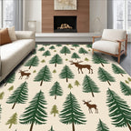 Forest Pine Tree Deer Pattern Rug