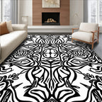 Bold Black White Abstract Design Rug