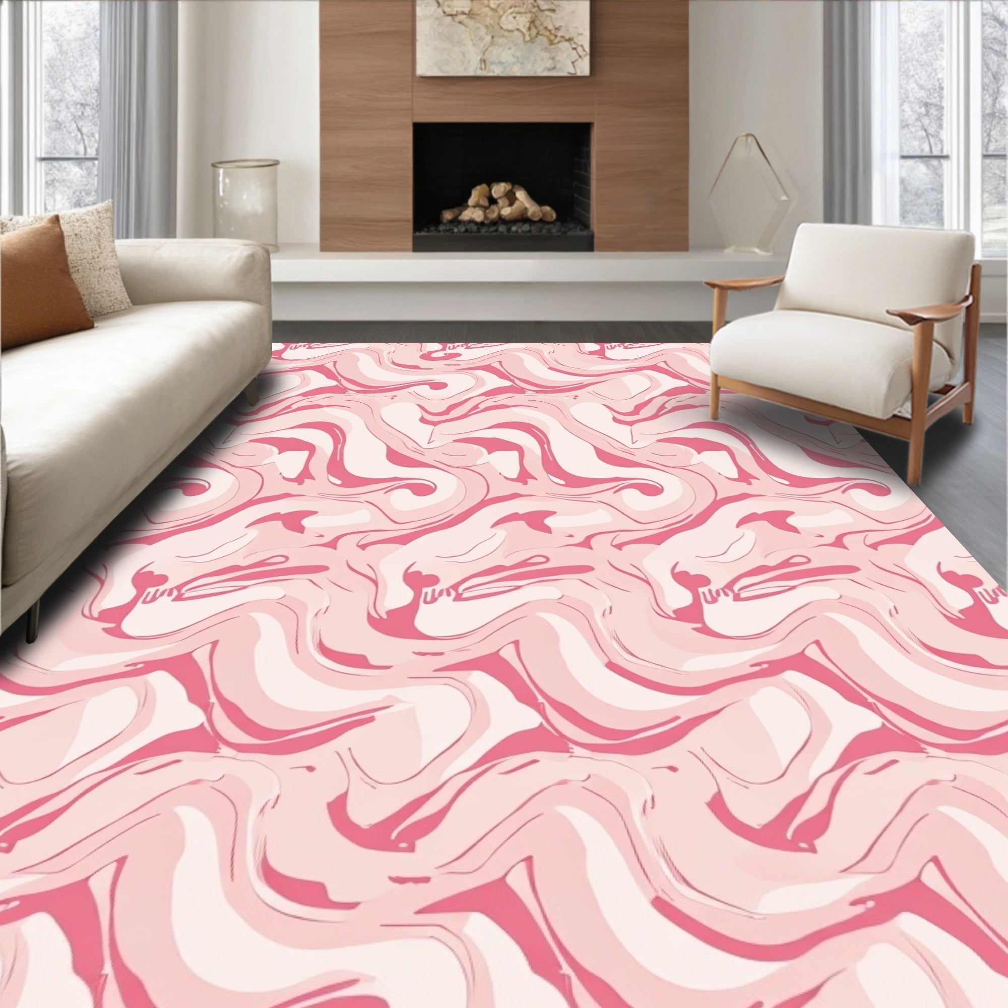 Soft Pink Swirl Pattern Rug