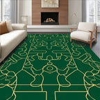 Ornate Emerald Gold Geometric Swirl Rug