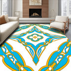 Blue Gold Art Nouveau Diamond Rug