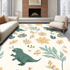 Cute Dinosaurs And Foliage Pattern Rug