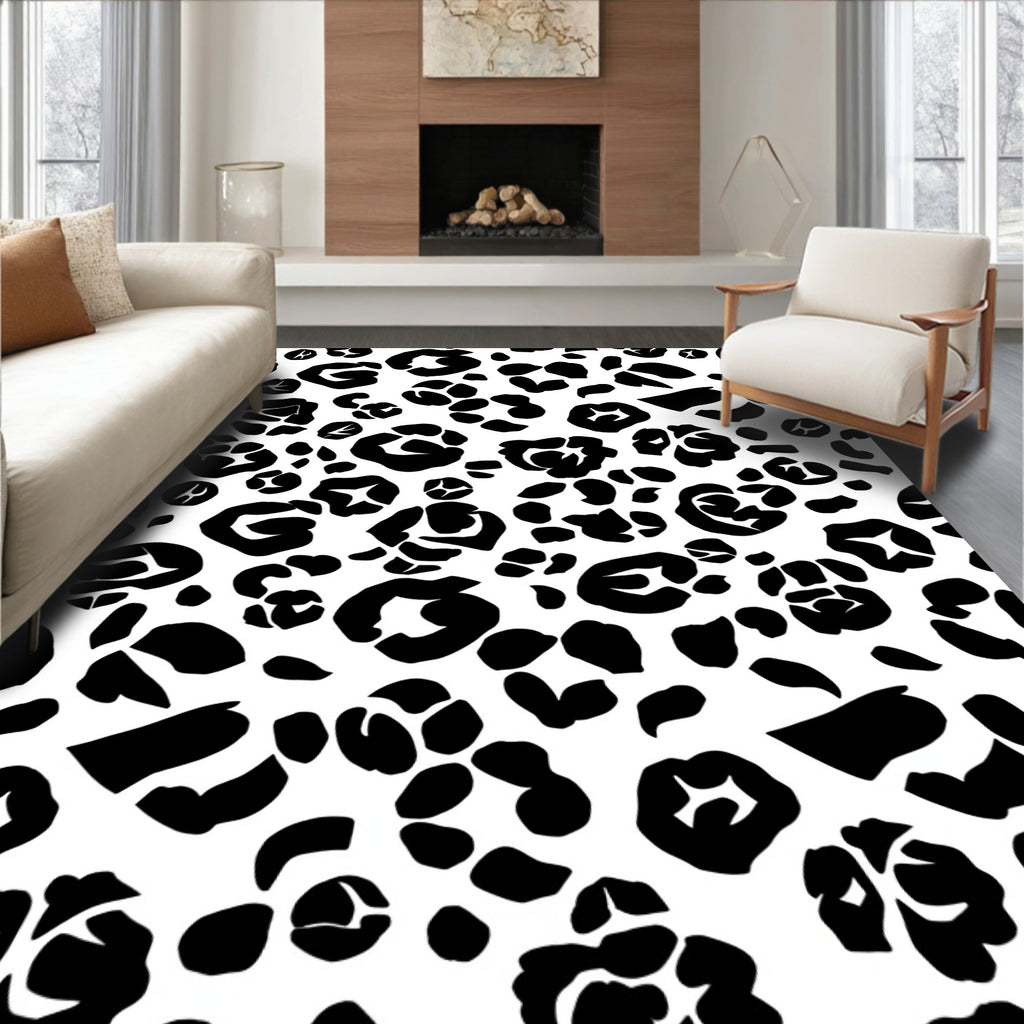 Bold Black Animal Spots Pattern Rug