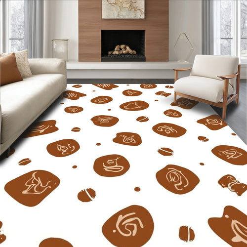 Abstract Brown Shape Pattern Design Rug