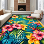 Vibrant Tropical Floral Paradise Rug