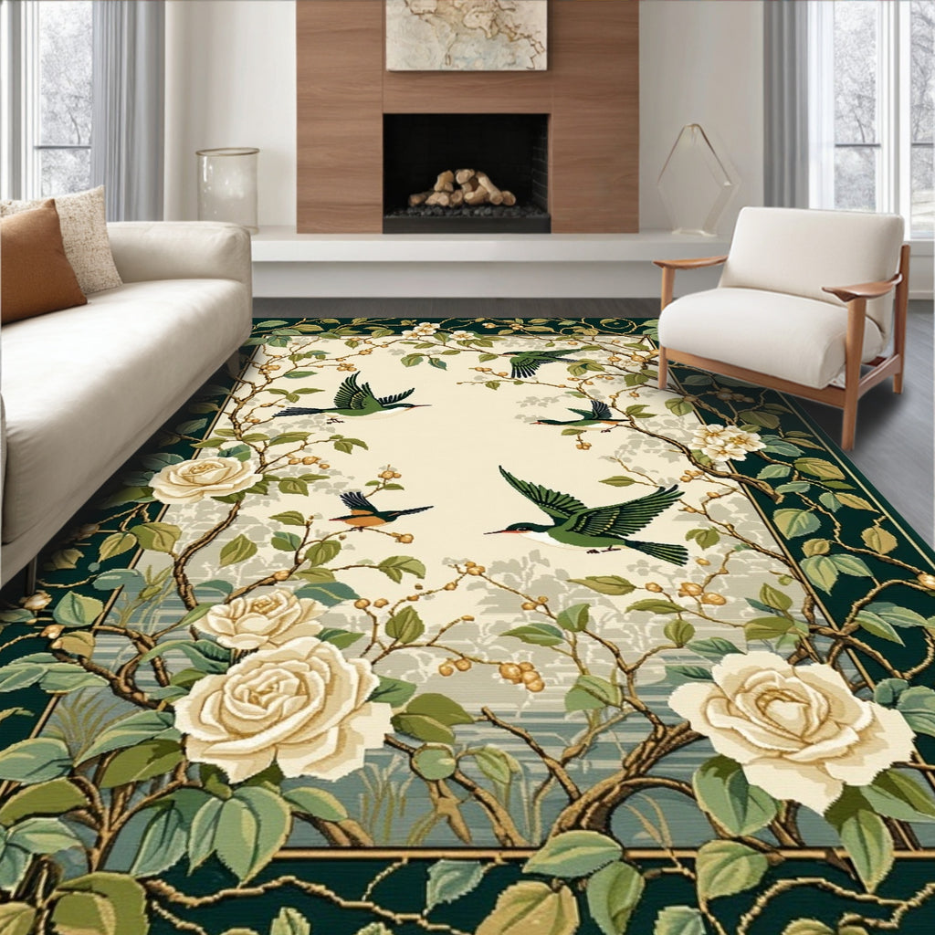 Nature Birds And Roses Classic Design Rug