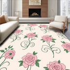Pink Roses With Green Swirls Design Rug