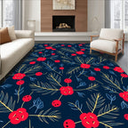Festive Red Berry Pine Branch Rug