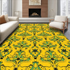 Art Nouveau Yellow Green Floral Pattern Rug