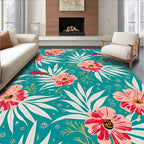 Whimsical Floral Crimson Creatures Design Rug
