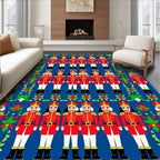 Red Nutcracker Soldier Floral Border Rug