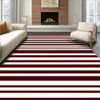 Classic Maroon Cream Stripe Design Rug