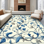 Classic Blue floral Vine Pattern Rug