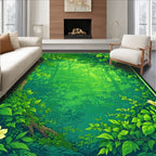 Vibrant Green Forest Pathway Rug