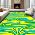 Bold Stripes with Abstract Green Flora Rug