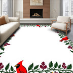 Red Cardinal Foliage Border Rug