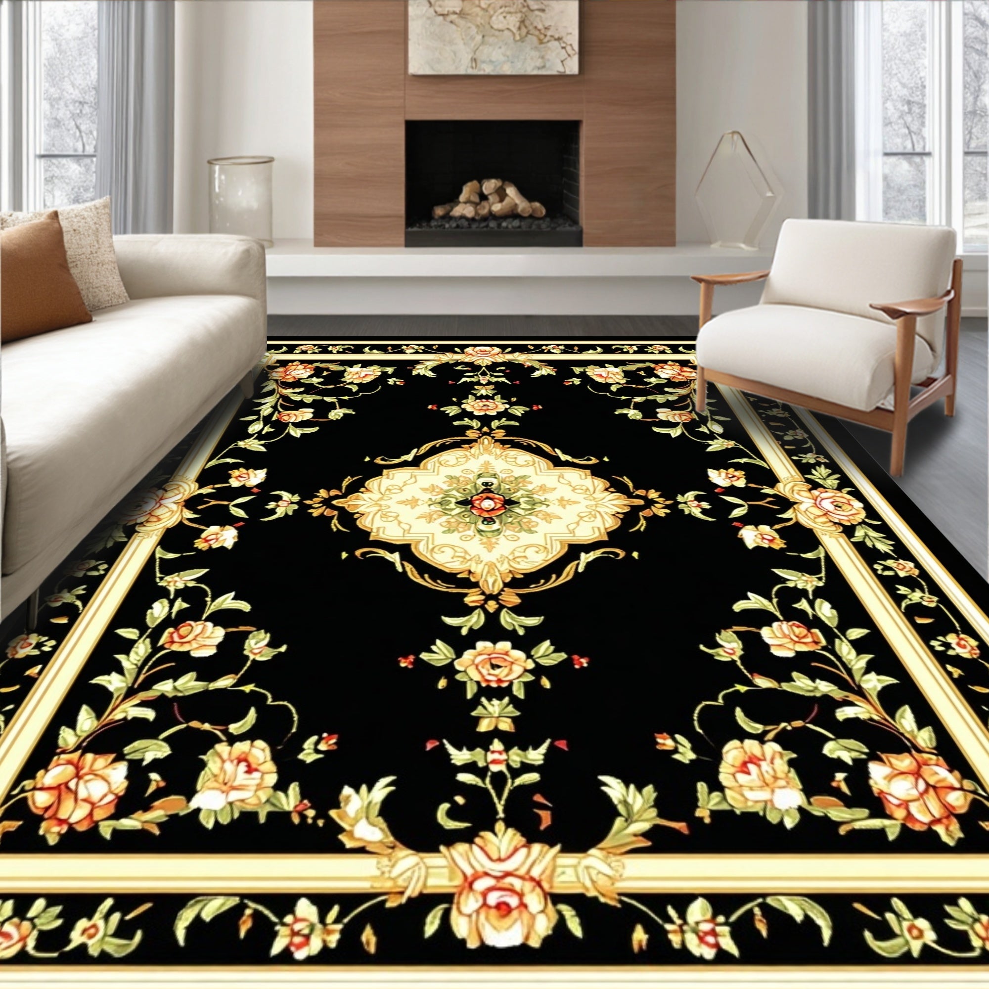 Classic Floral Vine Accent Rug