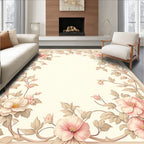 Soft Pink Floral Vine Scroll Rug
