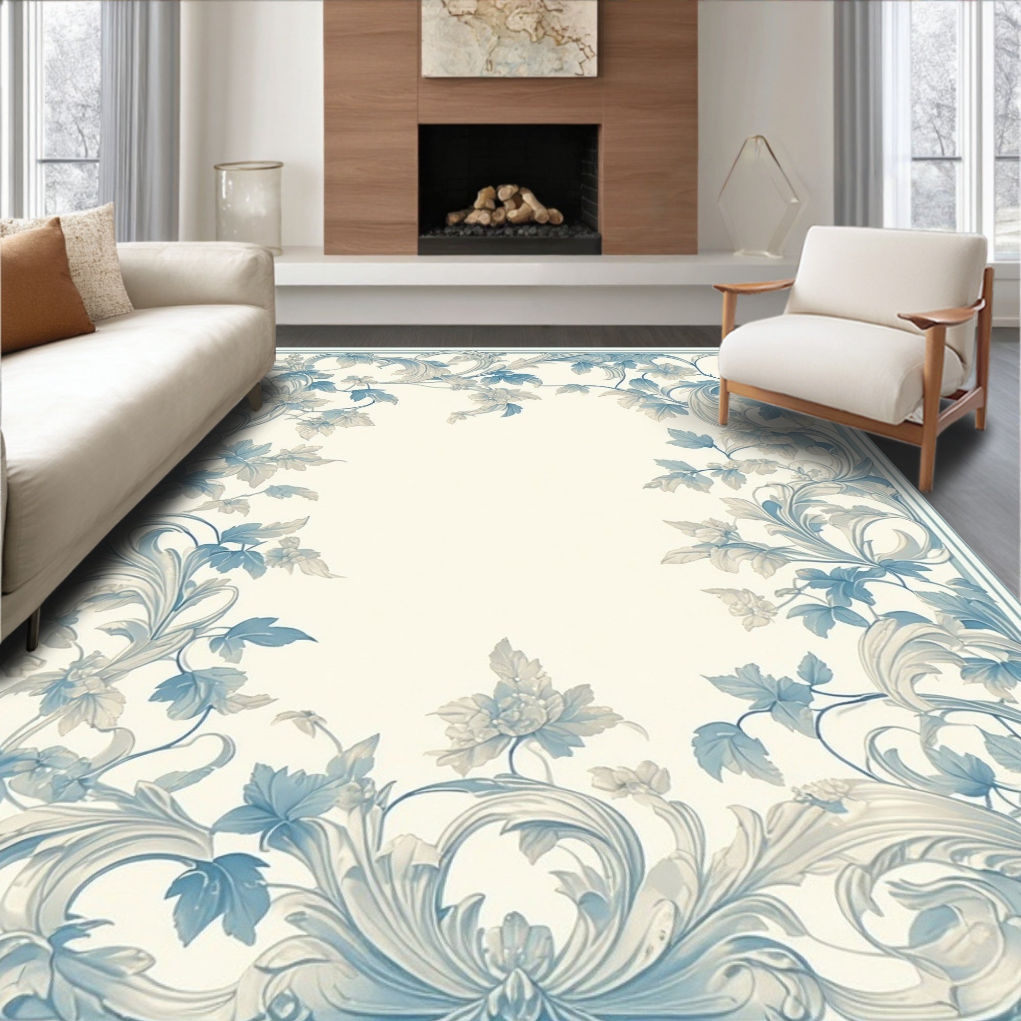 Classic Floral Scrollwork Vine Design Rug