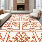 Orange Filigree Panel Inspired Design Rug