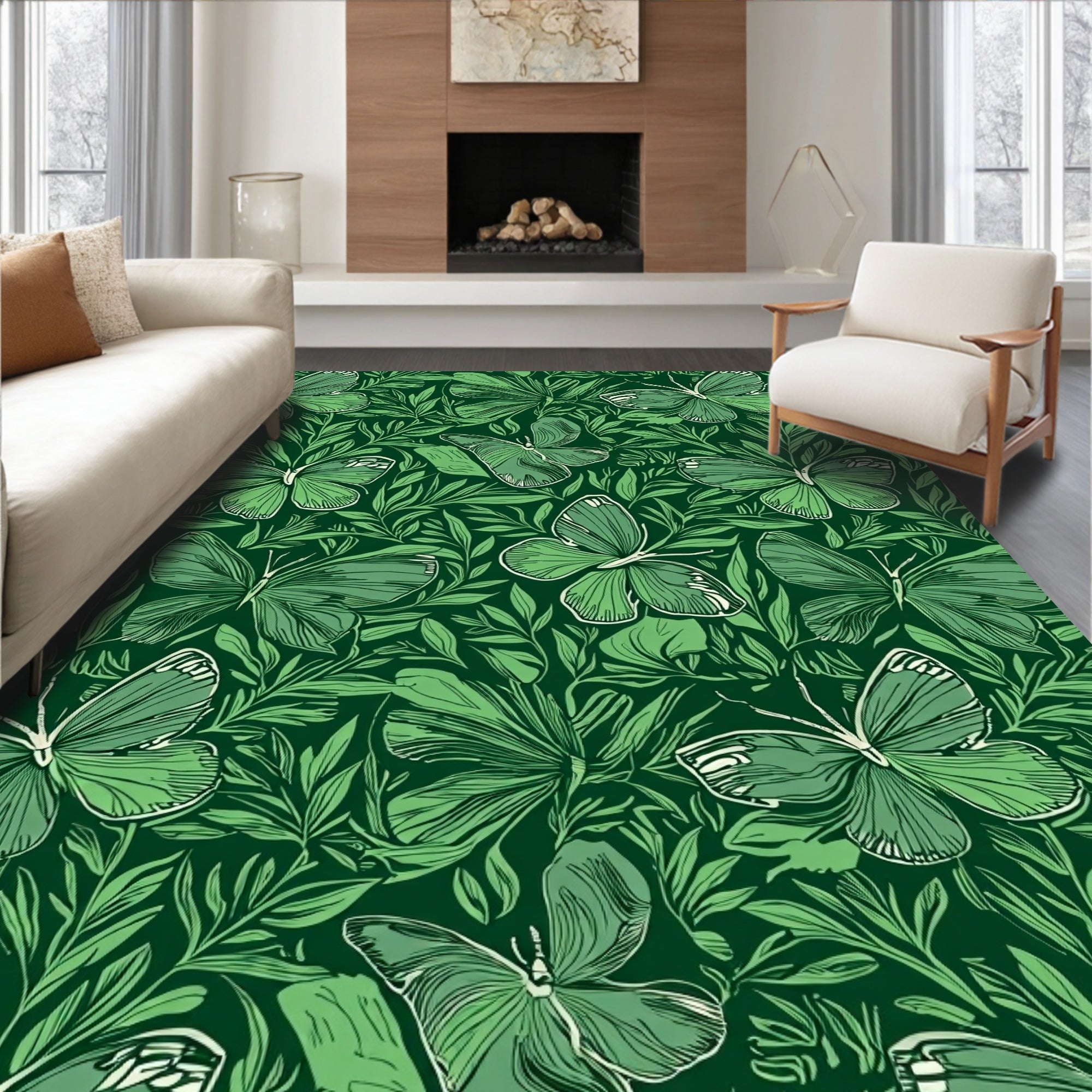 Emerald Green Butterfly Foliage Rug