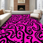 Bold Black Swirls Pattern Rug