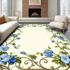 Blue Floral Vine With Berries Design Rug