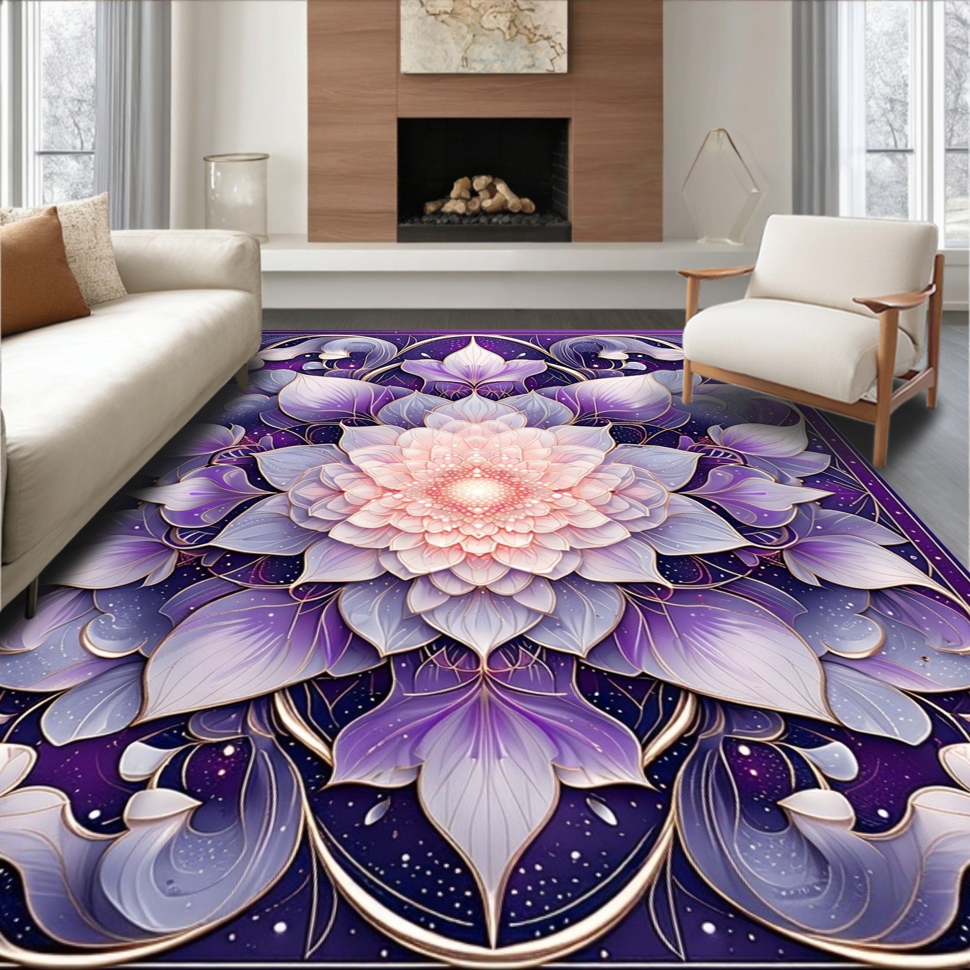 Midnight Bloom Floral Pattern Rug