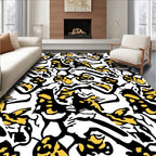 Bold Black Gold Abstract Pattern Rug