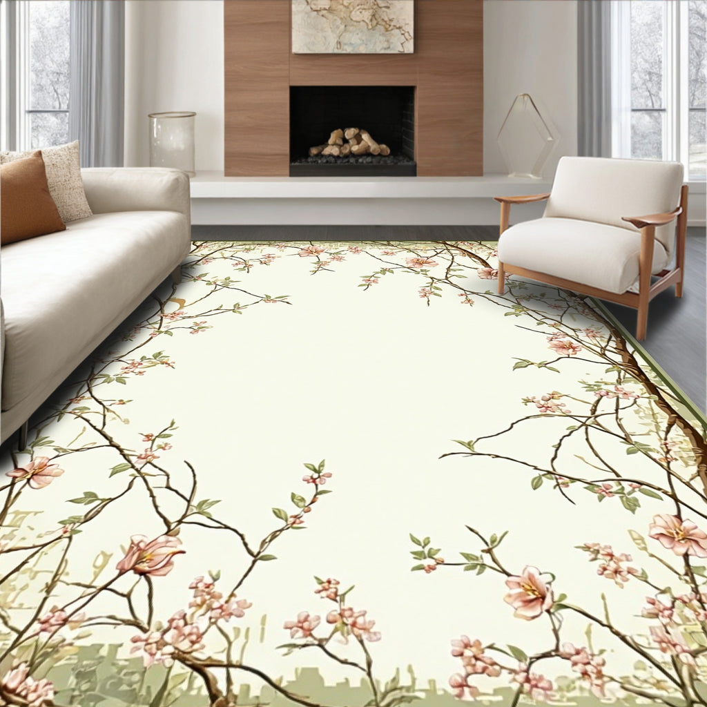 Whimsical Flowery Branches Pattern Rug