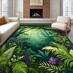 Lush Forest Purple Floral Pattern Rug