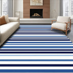Classic Blue Horizontal Stripe Pattern Rug