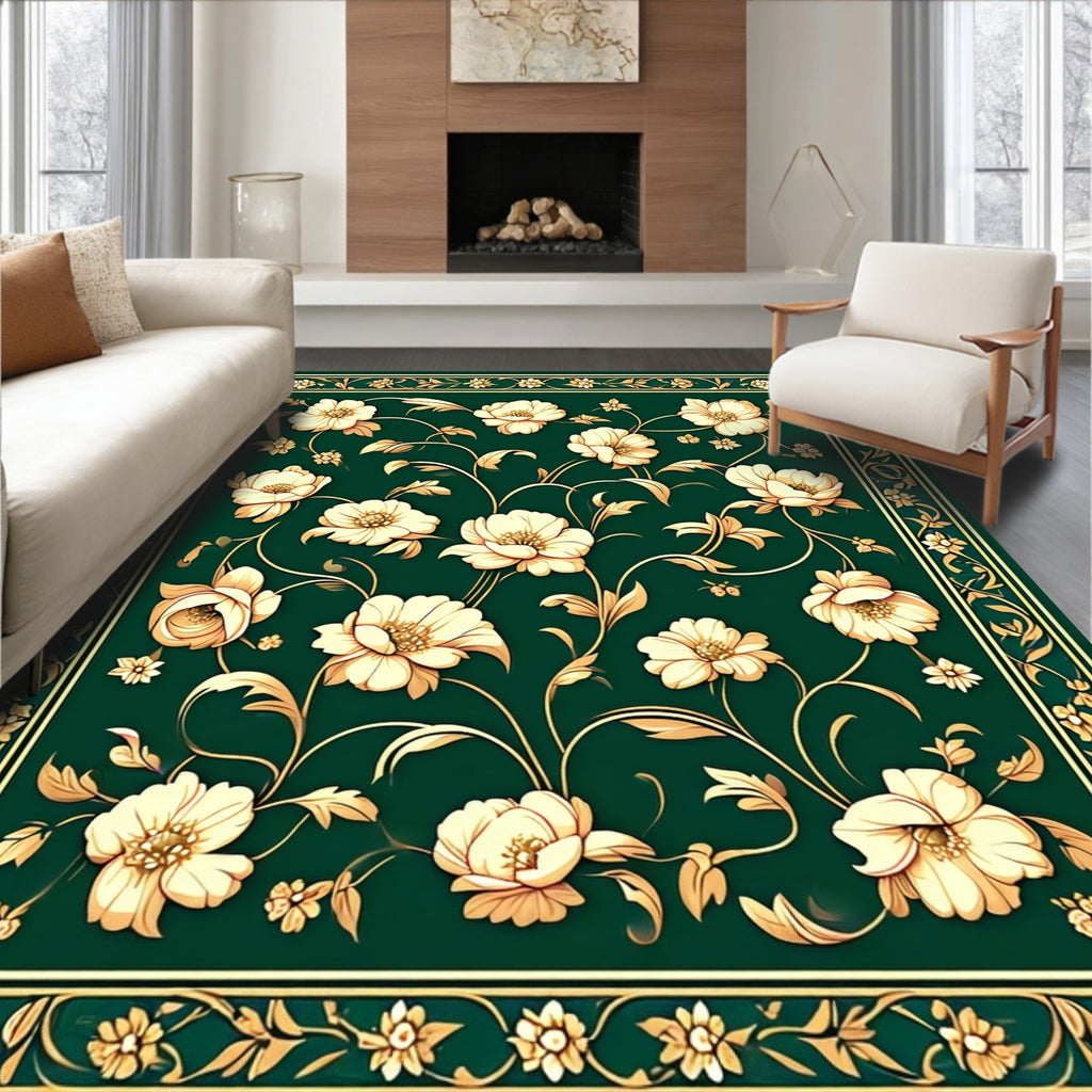 Elegant Floral Vine Patterned Rug