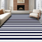 Minimalist Horizontal Navy Stripe Design Rug