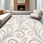 Elegant Blue Swirl Floral Pattern Rug