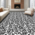 Abstract Organic Black and White Pattern Rug