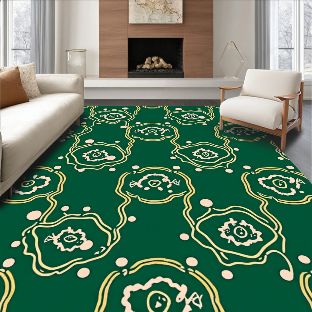 Whimsical Abstract Floral Pattern Rug