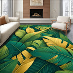 Vibrant Tropical Leaf Pattern Rug