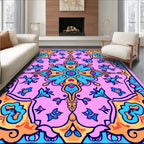 Pink Floral Medallion Garden Design Rug