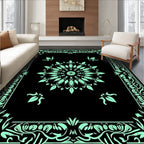 Mint Green Floral Mandala Border Rug