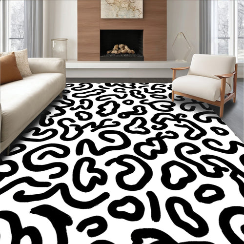 Abstract Brushstroke Leopard Pattern Rug